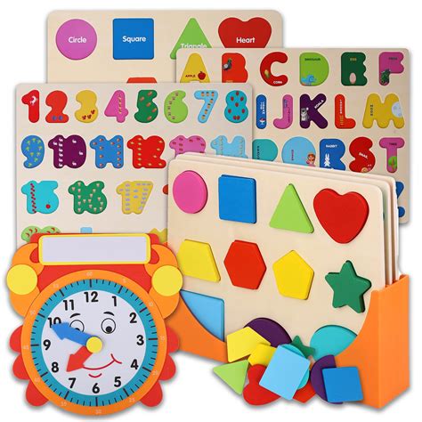 Buy Wooden Puzzles for Toddlers and Rack Set - (3 Pack) Bundle with ...