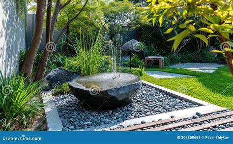 Close Look at Traditional Japanese Style Water Fountain in the Garden ...