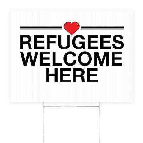 Refugees Welcome Here Yard Sign by vocabuart