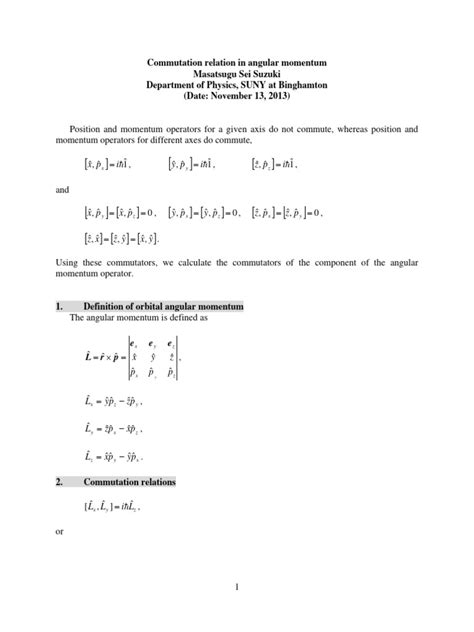 3-5 Commutation Relation of Angular Momentum | PDF | Angular Momentum ...