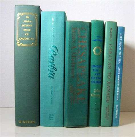 Vintage Book Collection of Teal Blue, Turquoise and Green Blue In Green ...