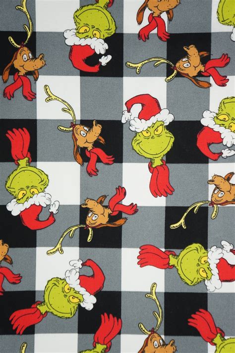 The Grinch and Max on Buffalo Check Black and White Dr. Seuss - Etsy