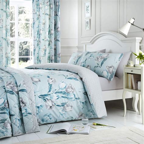 Dreams & Drapes - Tulip - Easy Care Duvet Cover Set - Double, Duck Egg ...