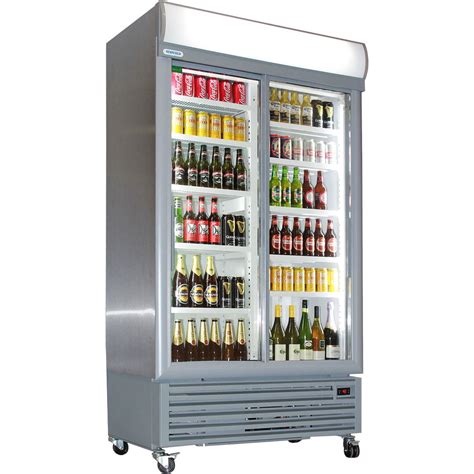 SD1140LFS Stainless Steel Double Door Sliding Beverage Cooler @Direct Cooling