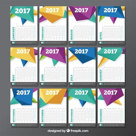 Free Vector | Calendar template with polygonal design