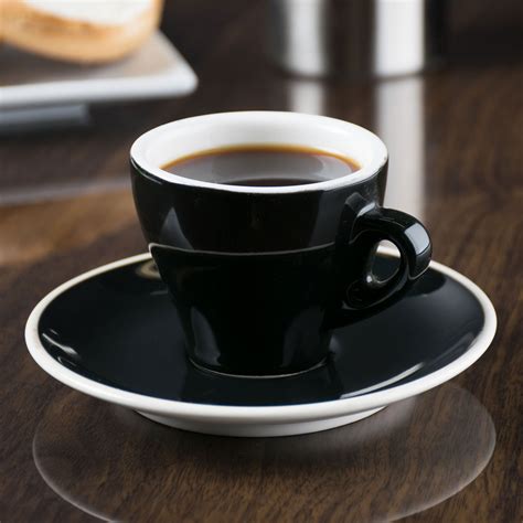 CAC E-3-BLK Venice 3.5 oz. Black Espresso Cup with 4 7/8" Saucer - 48/Case