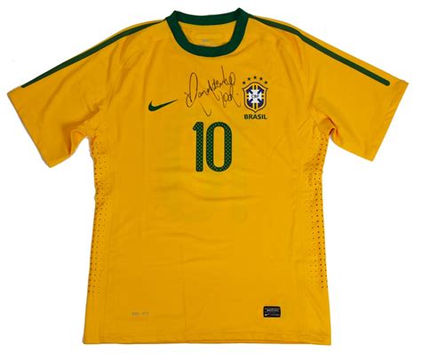 2010 Ronaldinho Brazil Autographed Match-Worn Home Jersey