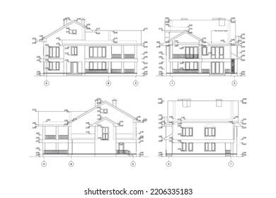 Two Story Private House Section Detailed Stock Vector (Royalty Free ...