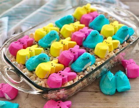 Easter "Peeps" Marshmallow Treats made with Peeps cereal!