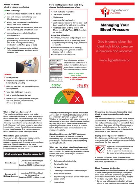 Hypertension Brochure Blood Pressure Canada | Hypertension | Blood Pressure