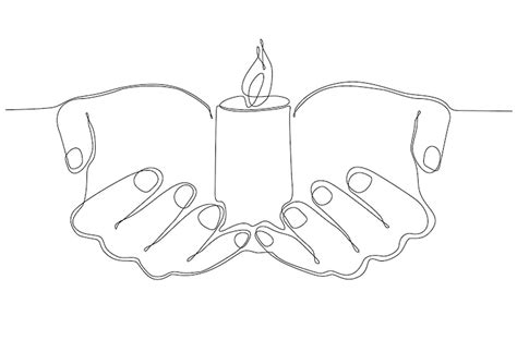 Premium Vector | Continuous line drawing hand holding candle