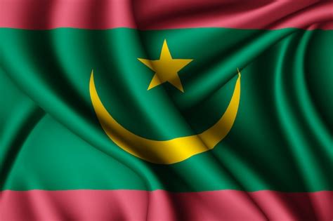 Premium Photo | Waving silk flag of mauritania