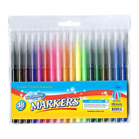 Bazic Fine Line Washable Markers 18pk #1281 - Jollys Pharmacy Online Store