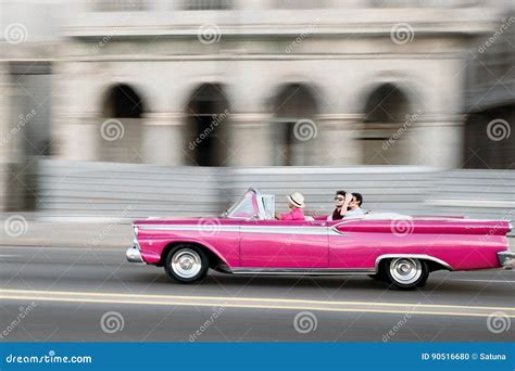 Pink old convertible car editorial image. Image of spanish - 90516680