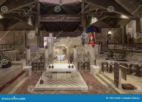 The Interior of the Basilica of the Annunciation. Nazareth Editorial ...