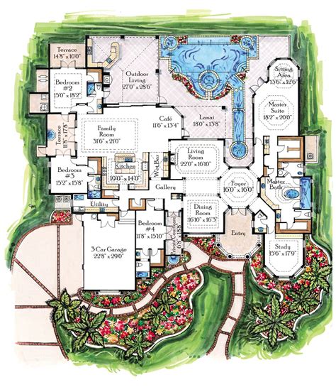 Unique Luxury House Plans | images of plan w24042bg | Luxury floor plans, Floor plan design ...