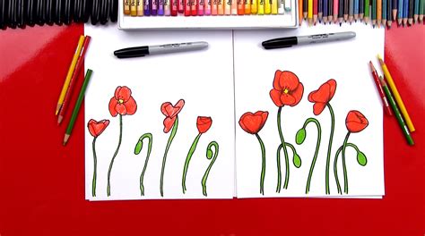 How To Draw Poppies - Art For Kids Hub