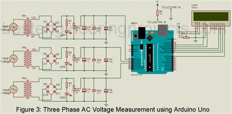 Three Phase AC Voltage Measurement using Arduino circuit | Arduino ...