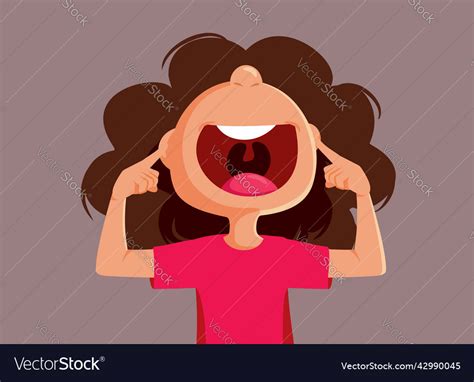 Girl screaming covering her ears cartoon Vector Image