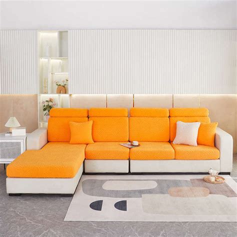 Elastic Jacquard Fleece Sofa Seat Cover Livingroom Pet Kids L-Shaped ...