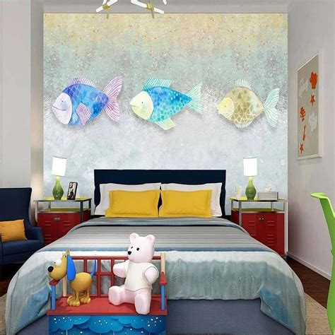 Cartoon Pastel Fish Wallpaper Mural, Custom Sizes Available – Maughon's