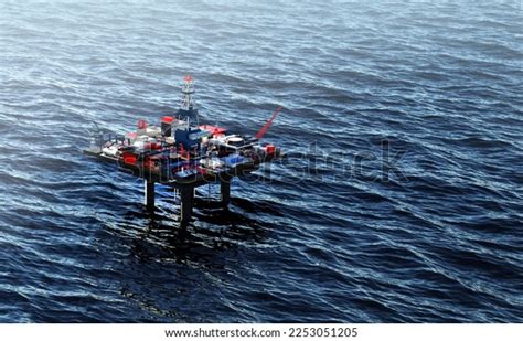 Oil Rig Offshore Platform Sunset 3d Stock Illustration 2253051205 ...