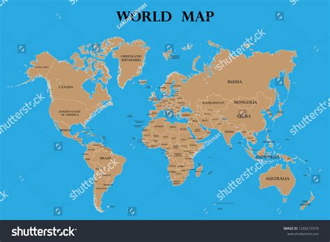 World Map Countries Names Stock Vector (Royalty Free) 1269210379 | Shutterstock