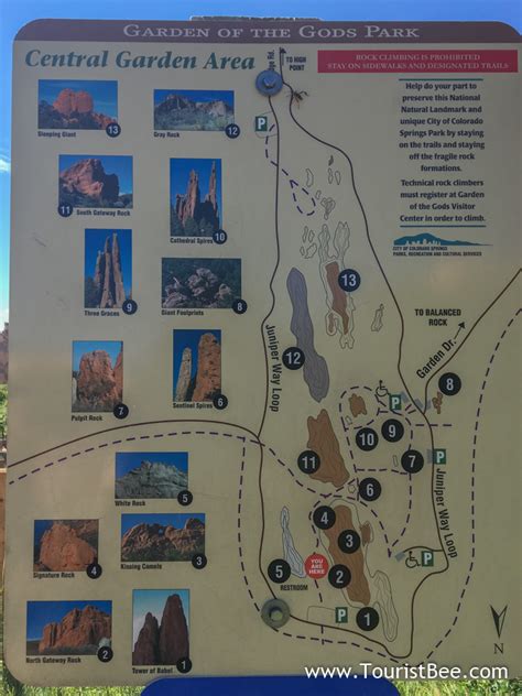 Garden of the Gods, Colorado - Trail map of the Garden of the Gods State Park | TouristBee