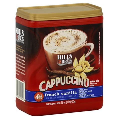 Hills Bros. Hills Bros Cappuccino, French Vanilla, Fat Free, 16 oz (1 lb) 453 g