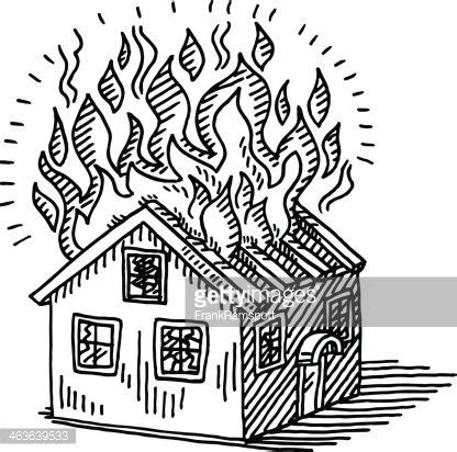 House On Fire Cartoon Drawing - pic-flab