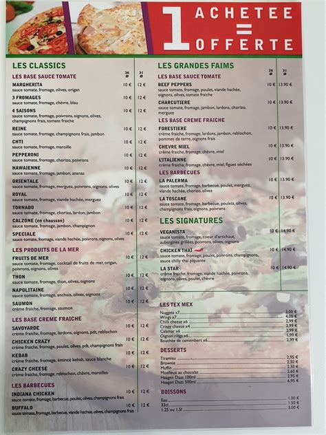 Menu at Star Pizza pizzeria, Lille