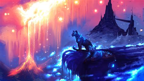 Tigers Fantasy Art 4K #2538 | Fantasy landscape, Fantasy art, Background