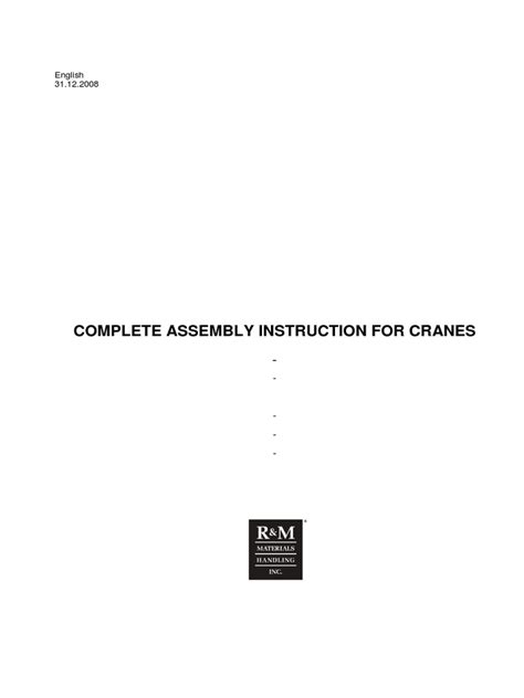 R&M Crane Assembly | PDF | Crane (Machine) | Electrical Connector