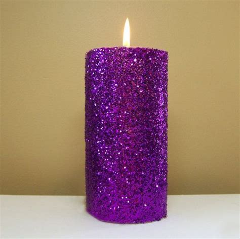 decortive purple candles | Purple Glitter Pillar Candle, Decorative Unscented Candle on Etsy ...