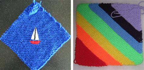 Free knitting pattern: Diagonal Square – Knit-a-square