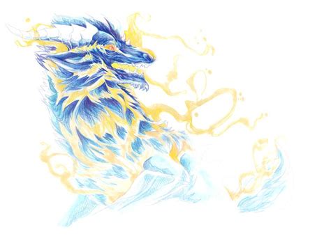 Blue Lightning Fire Dragon Drawing by Christine Hwang | Saatchi Art