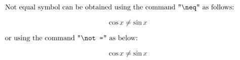 The not equal sign in LaTeX - LaTeX-Tutorial.com