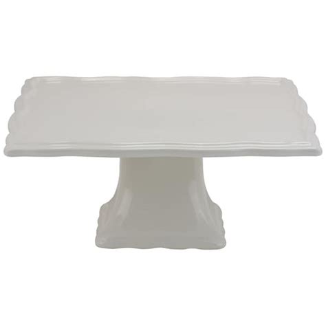 Shop Whittier White Porcelain 10-inch Square Cake Stand - Overstock ...