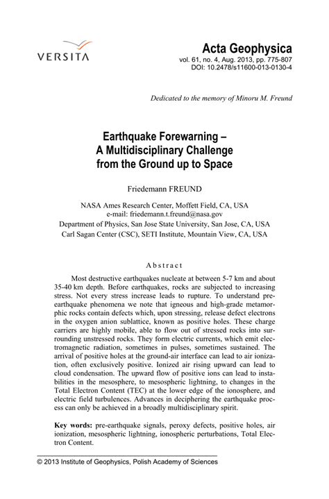 (PDF) Earthquake prediction