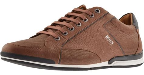 BOSS by Hugo Boss Lace Saturn Lowp Trainers in Brown for Men - Lyst