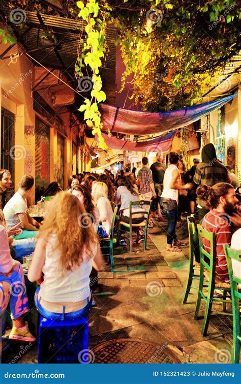 Restaurants at Monastiraki Area Editorial Stock Photo - Image of city, night: 152321423