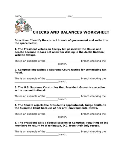 CHECKS AND BALANCES WORKSHEET