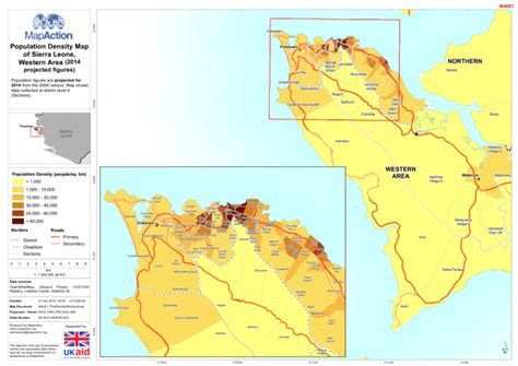 Population Density Map of Sierra Leone, Western Area (2014 projected figures) - Sierra Leone ...