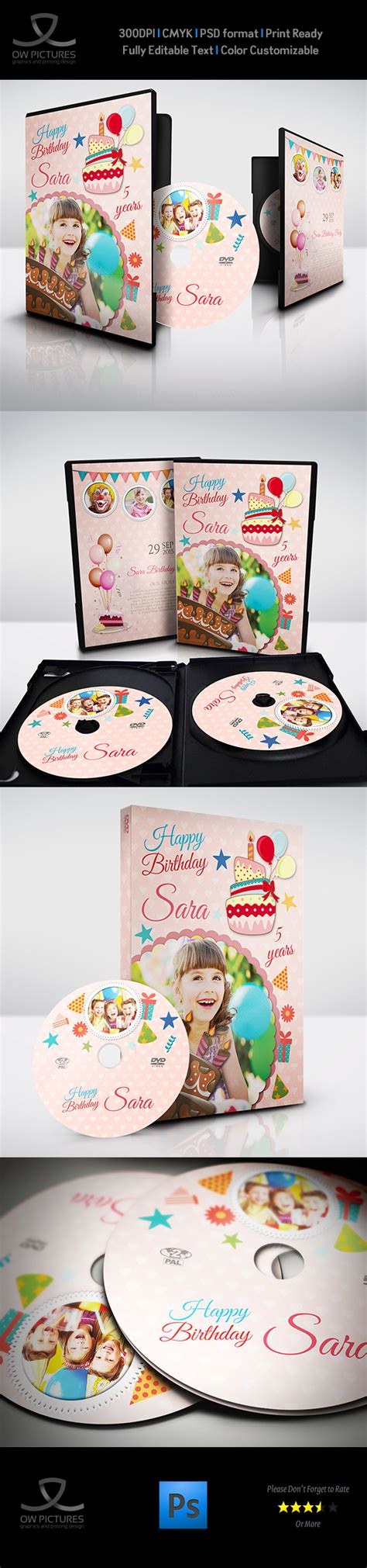 Birthday Party DVD Cover and DVD Label Template on Behance