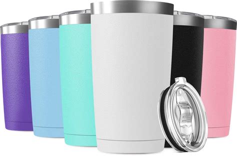 Amazon.com: Deitybless 6 Pack 20oz Tumbler Vacuum Insulated Travel Mug with Sliding Lids ...