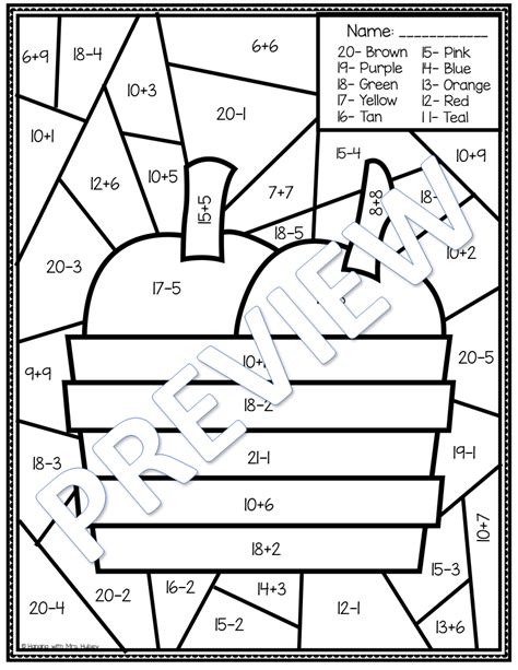 Fall Color by Number Addition and Subtraction – My WordPress