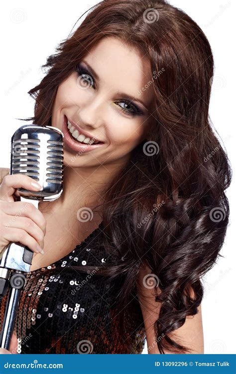 Pop Female Singer With The Retro Mic Stock Photo | CartoonDealer.com ...