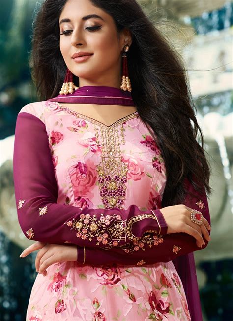 Kritika Kamra pink printed brasso suit SF9050-3 | Pink print, Saree designs, Kritika kamra