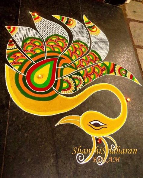 Peacock Design Rangoli Kolangal - DivineInfoGuru.com