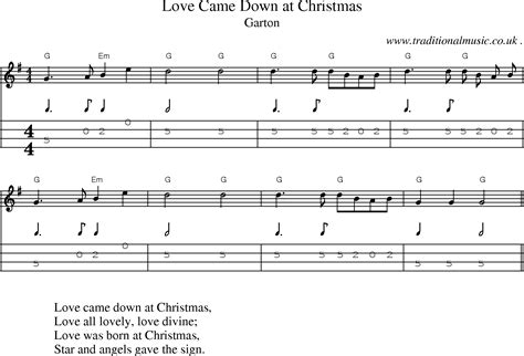 American Old-time music, Scores and Tabs for Mandolin - Love Came Down At Christmas